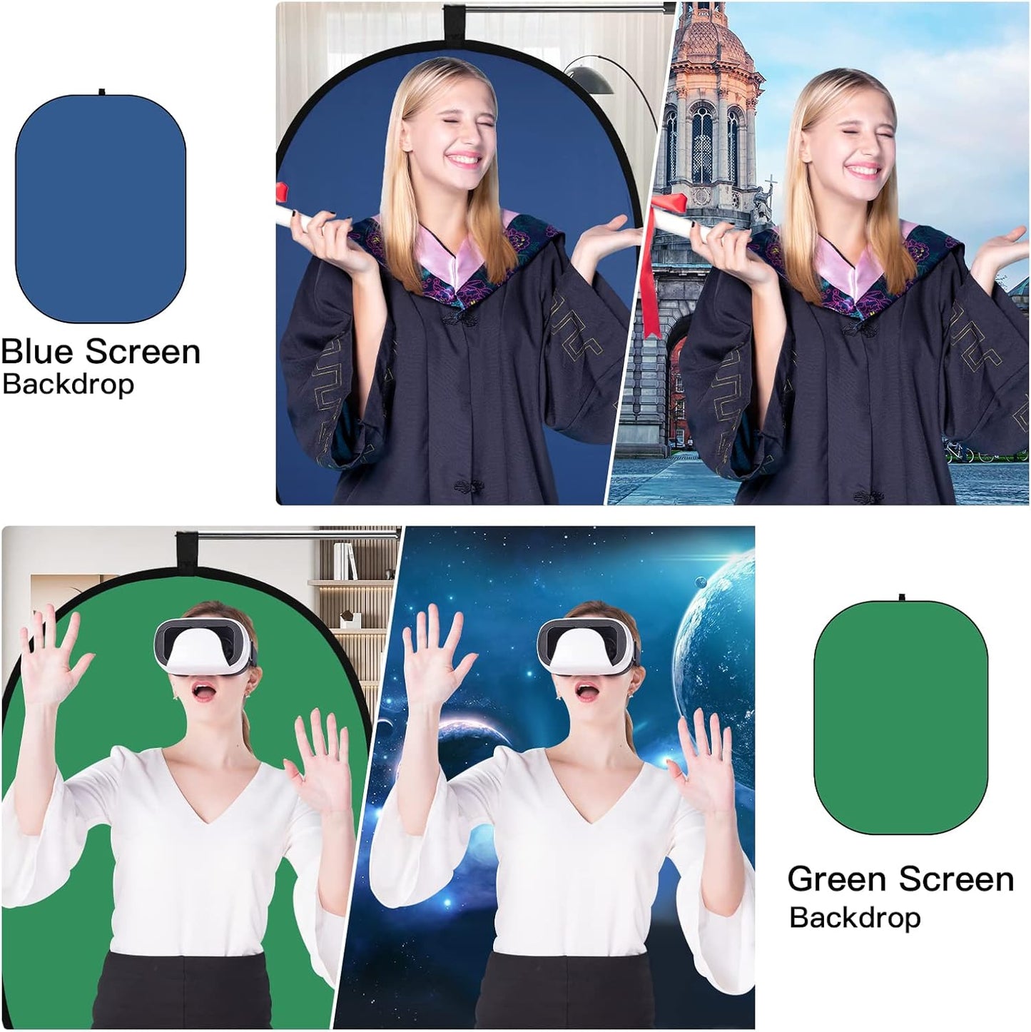 Fondo Chromakey 39x59pulg ovalado plegable 7en1 estudio