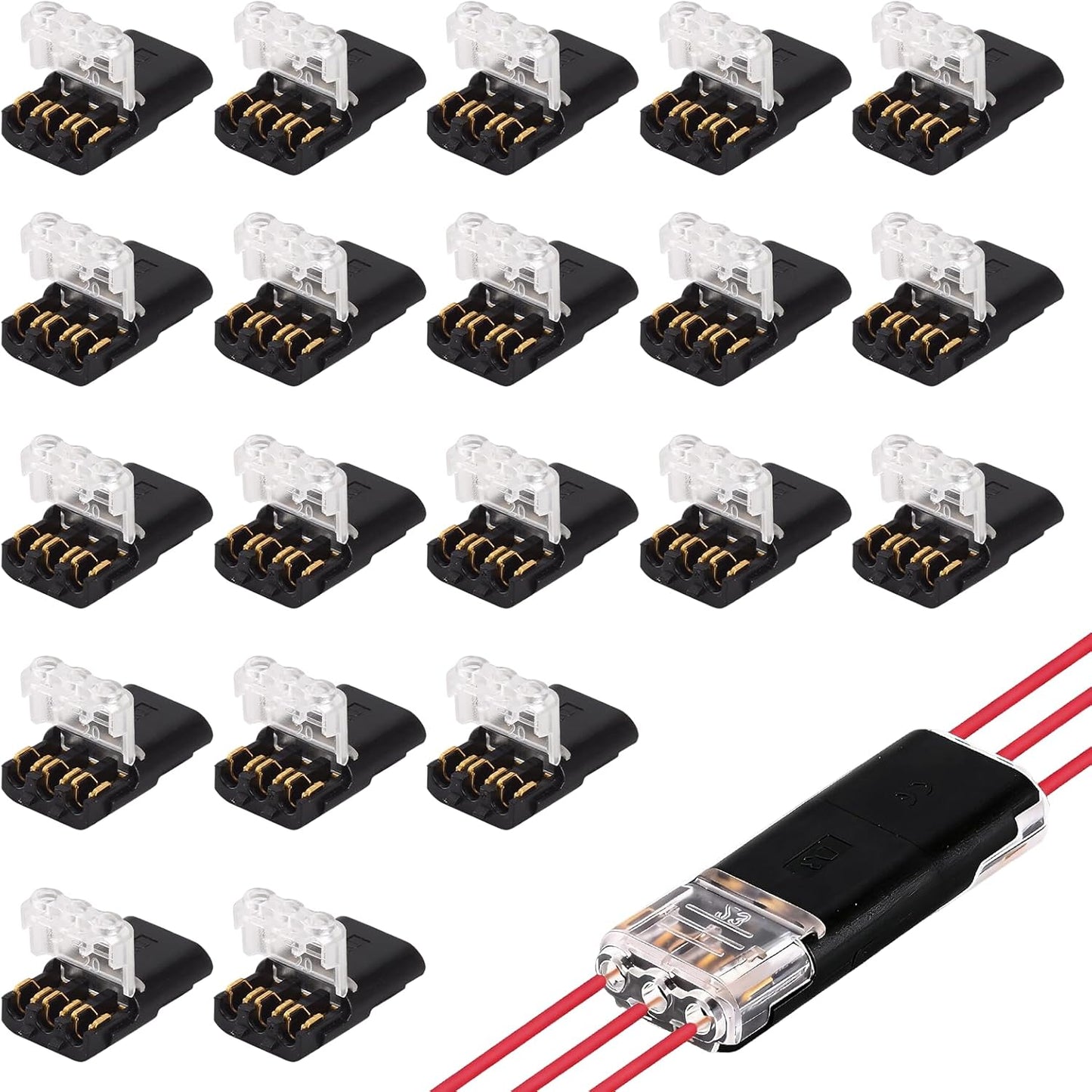 Conector enchufe doble 3 pines LED 18-22AWG 20uds