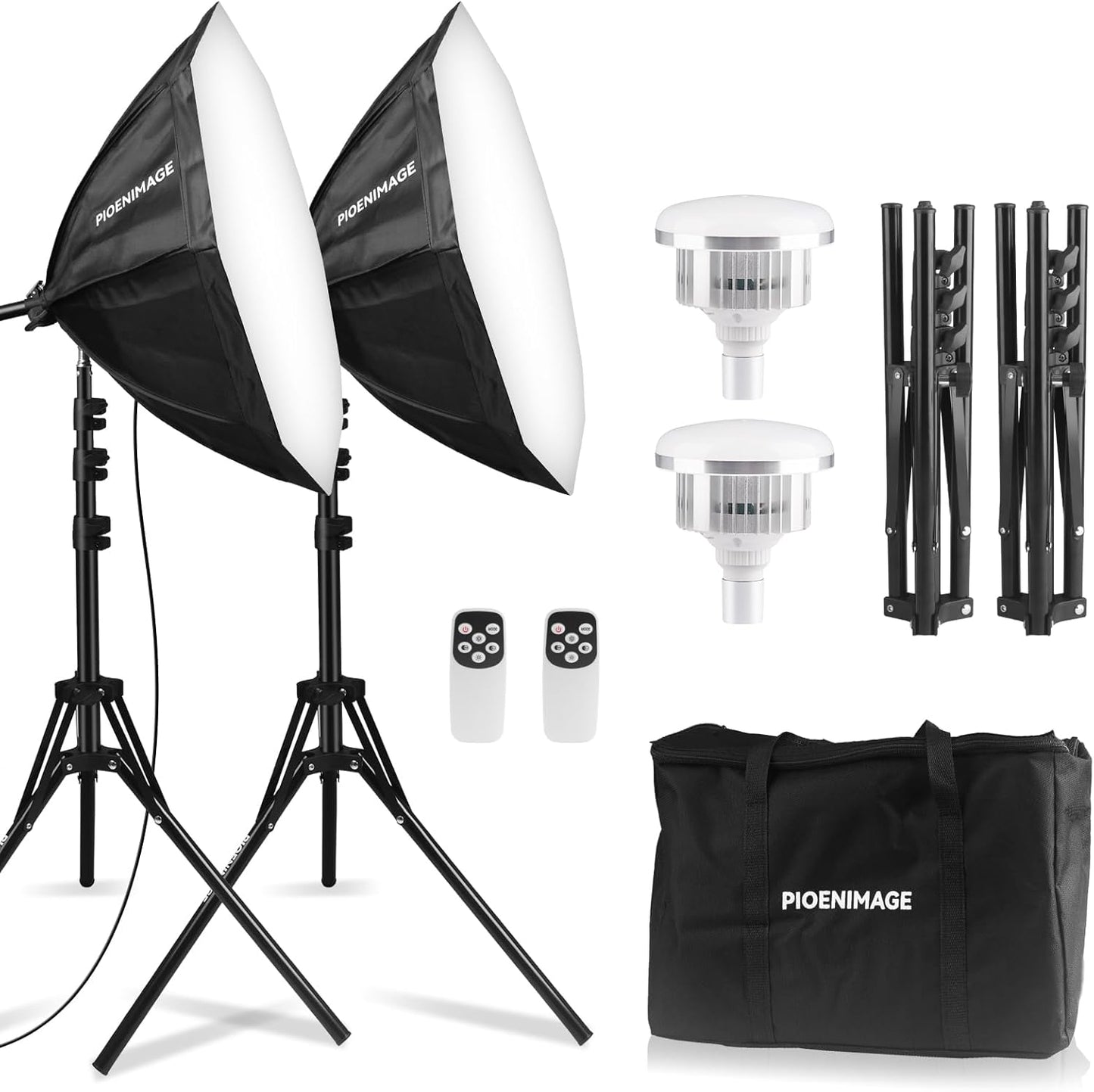 Kit Softbox 21.6x21.6pulg trípode luz LED 85W control remoto