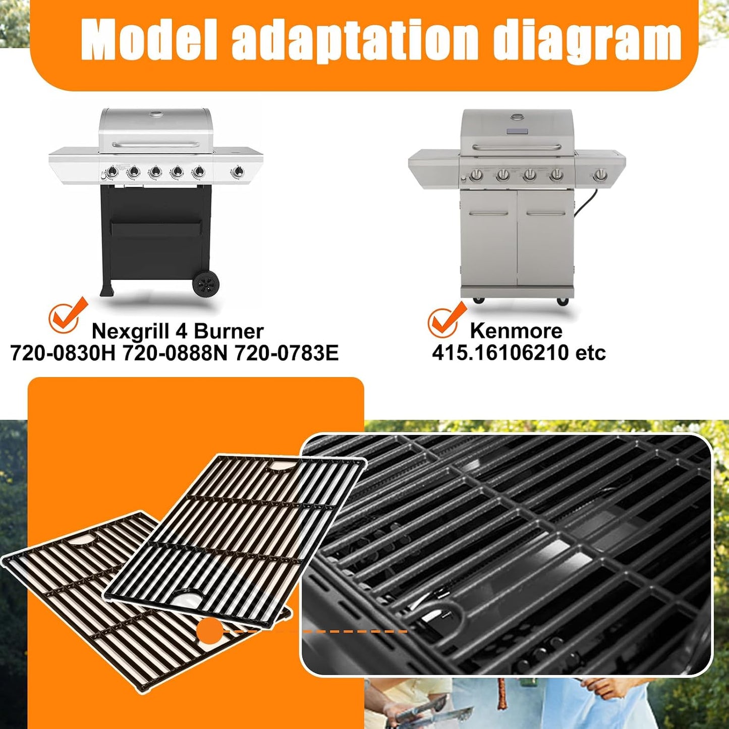 Repuesto parrilla Nexgrill acero porcelánico