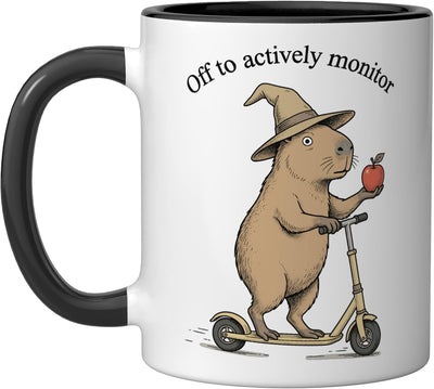 Taza cerámica para profesor de prueba de capibara en negro/blanco