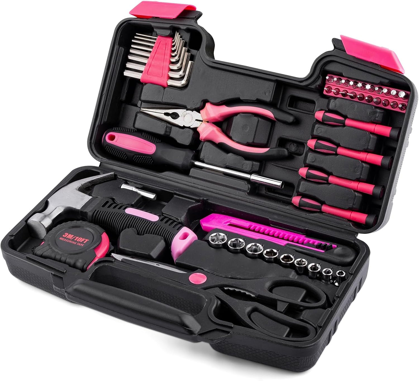 Juego 49 Pzas Herramientas Básicas para Hogar Rosa