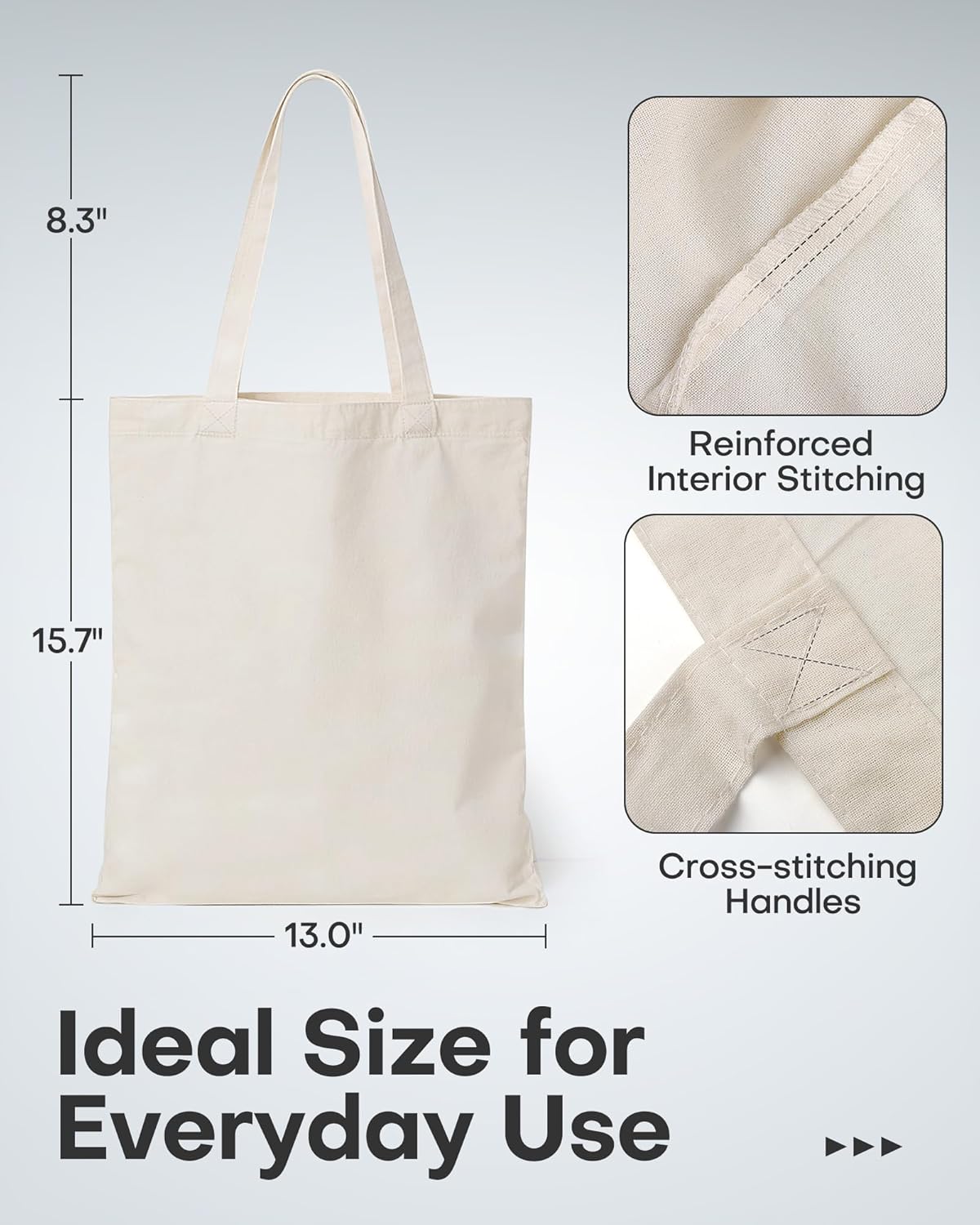 48 Pzas Bolsas Lona Reutilizables 15.7x13pulg Beige