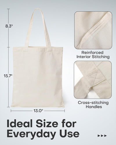 48 Pzas Bolsas Lona Reutilizables 15.7x13pulg Beige