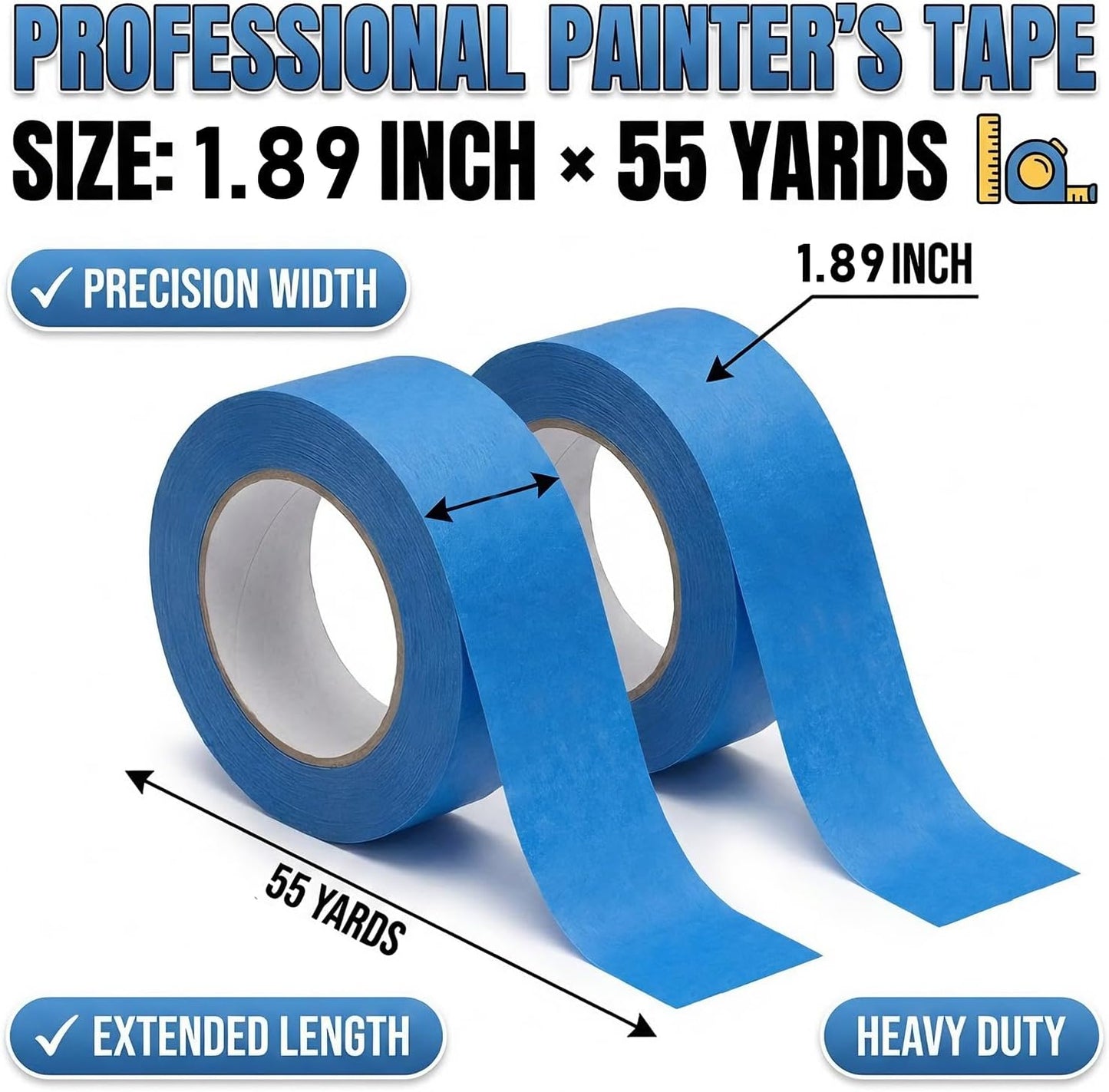 Cinta adhesiva azul para pintores 2pulg x55yardas 6 rollos
