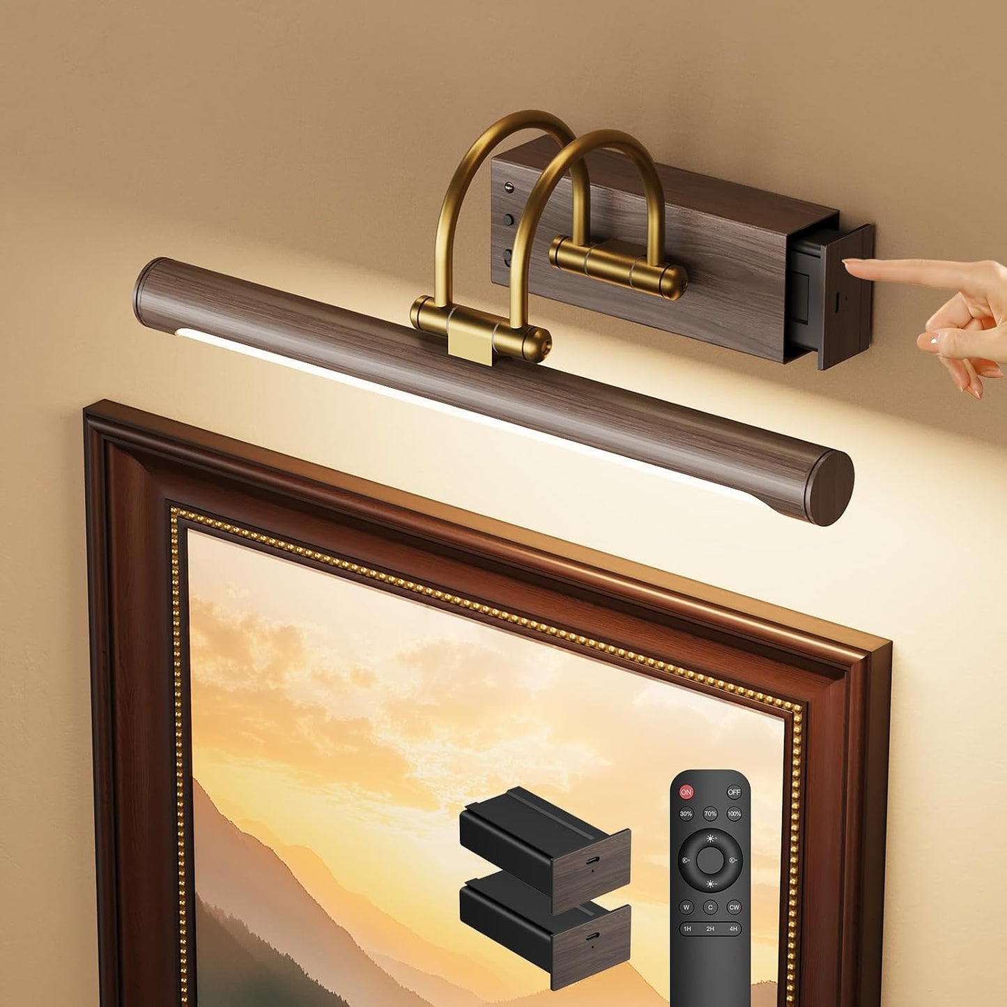 Luz arte LED 12.6pulg inalámbrica recargable control remoto dorado