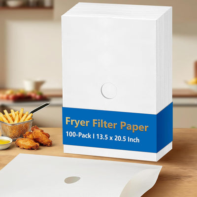 Papel filtro freidora 100 uds 13.5x20.5pulg con orificio 1.5pulg
