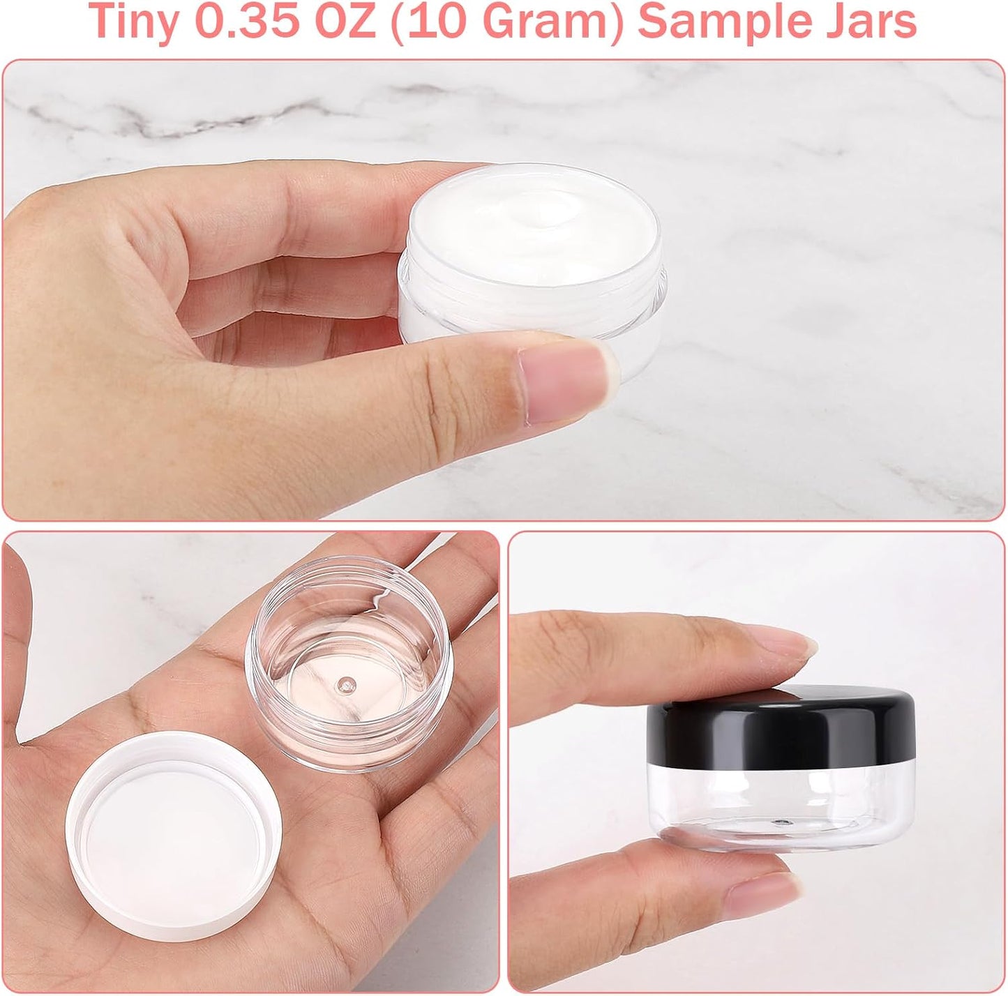30 Frascos Cosméticos 0.35oz con Tapas y Espátulas Reutilizables
