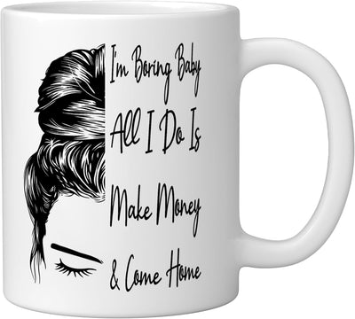 Taza de cerámica blanca divertida para bebé Im Boring