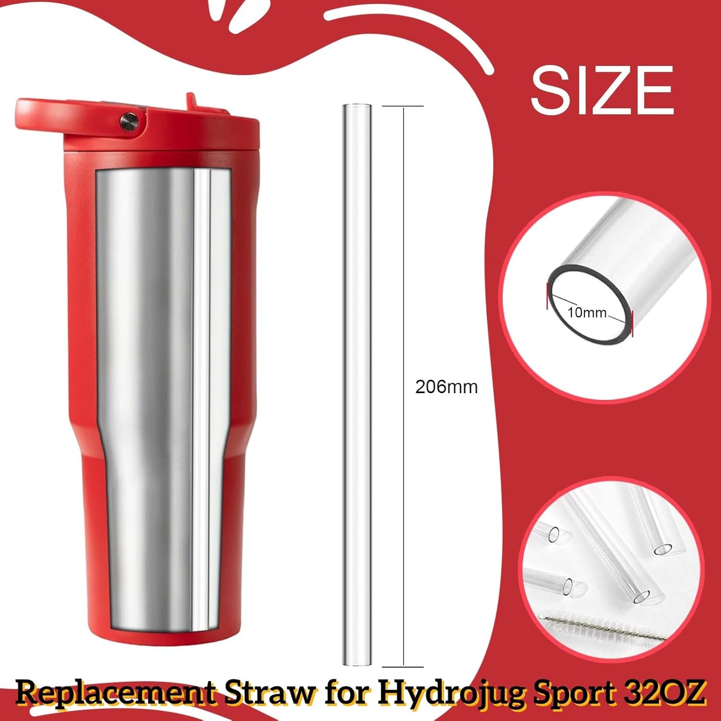Popotes reutilizables para vaso Hydrojug Sport de 32 oz paquete de 4