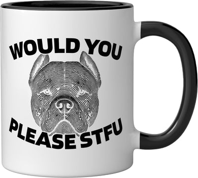 Taza cerámica texto inglés negro blanco perro American Bully