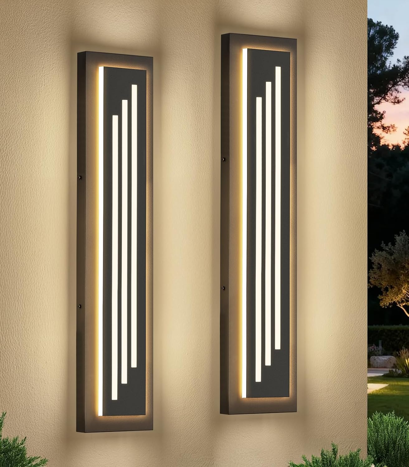 Aplique LED negro exterior 23.6pulg luces porche