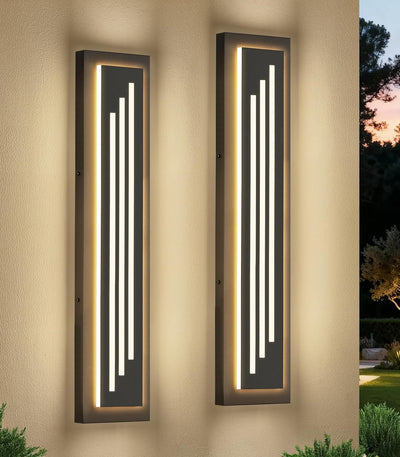 Aplique LED negro exterior 23.6pulg luces porche