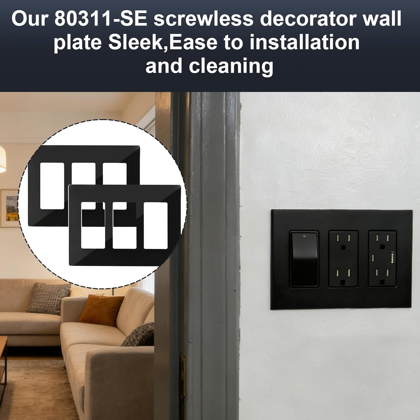 Placa pared sin S 3 segmentos para interruptor Leviton