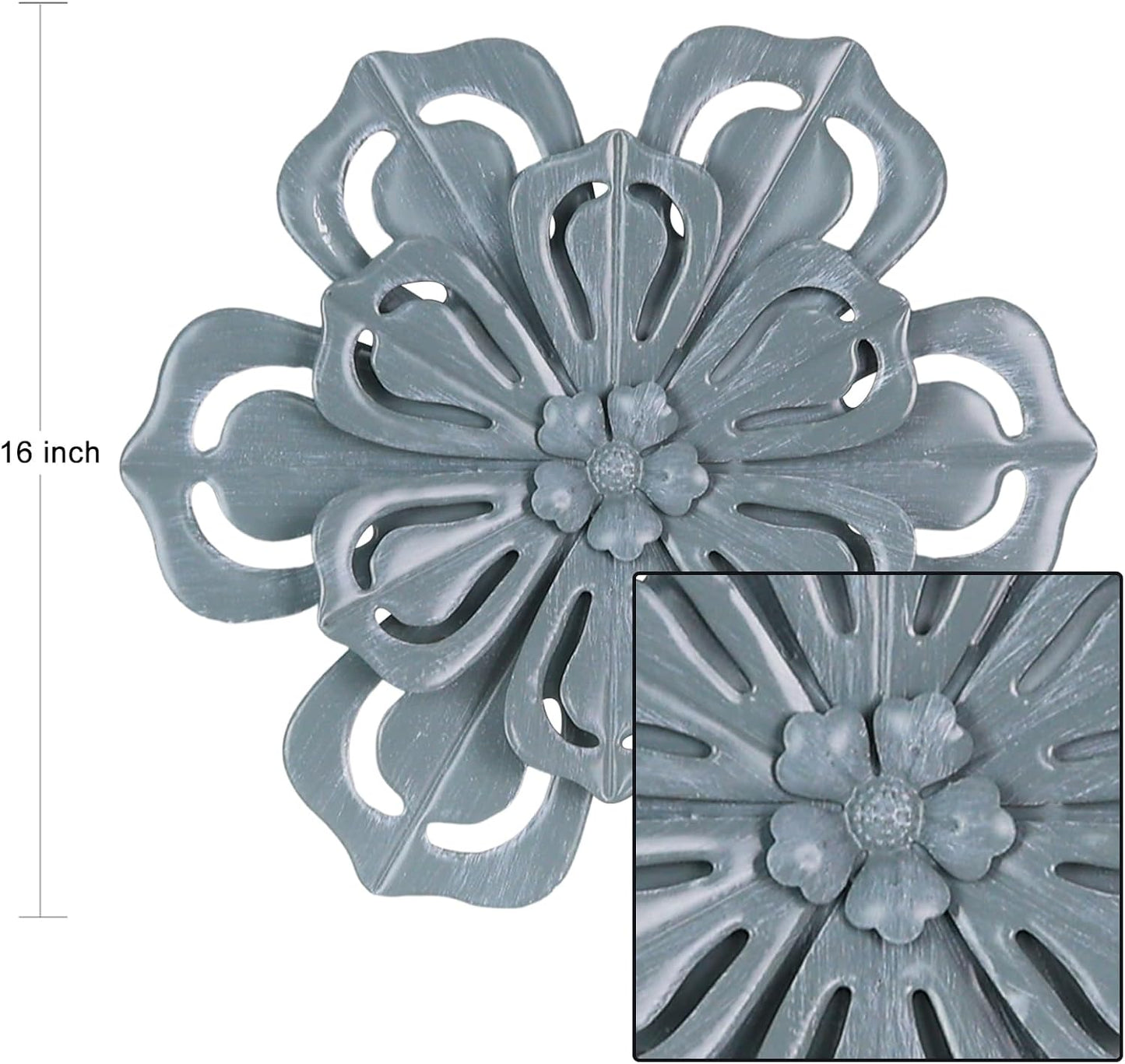 Arte de Pared Metal Azul Floral Grande para Interiores