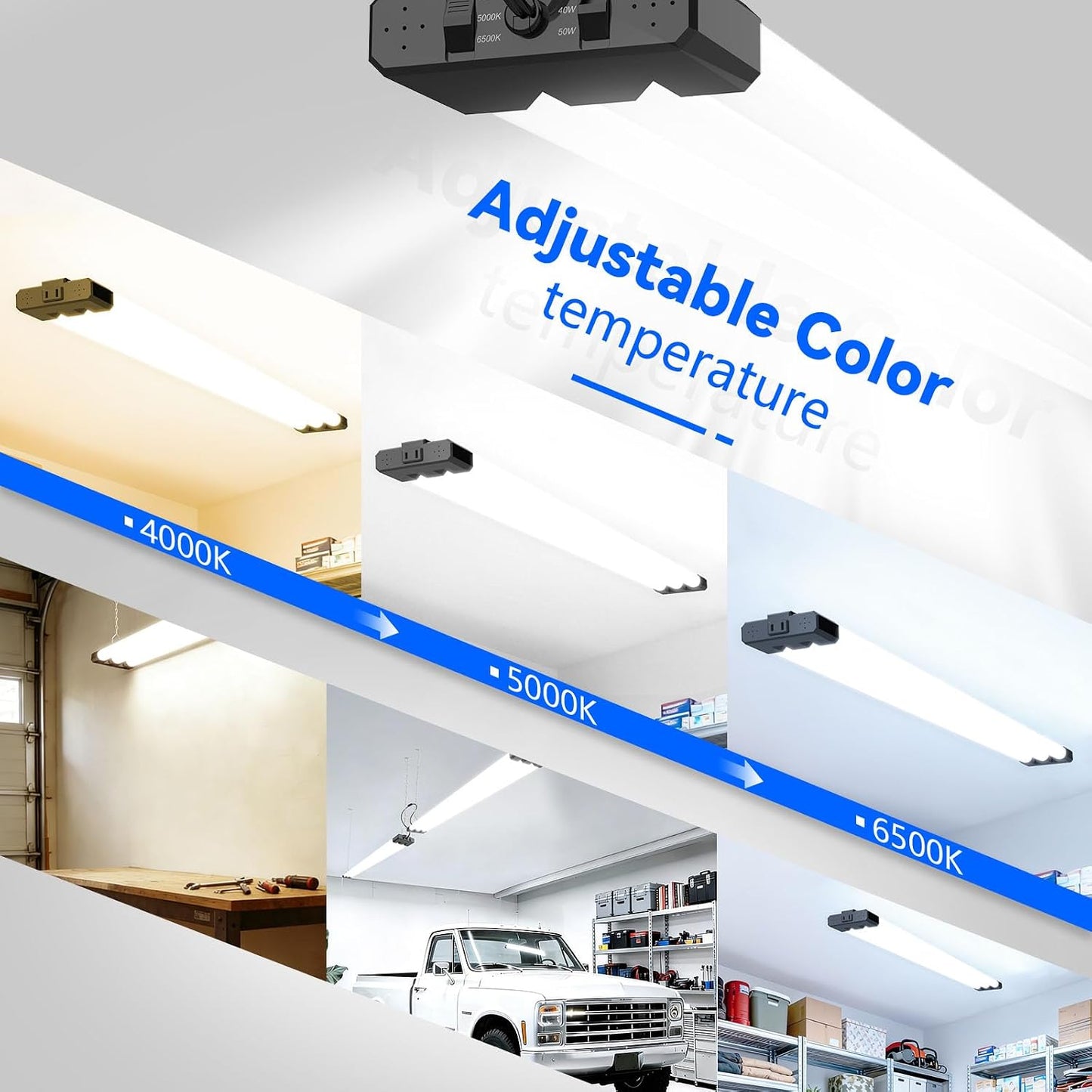 Luces LED tienda 4ft 3CCT 30-50W 7500lm ETL pack 2