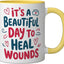 Taza cerámica para cuidado de heridas WCN amarilla/blanca