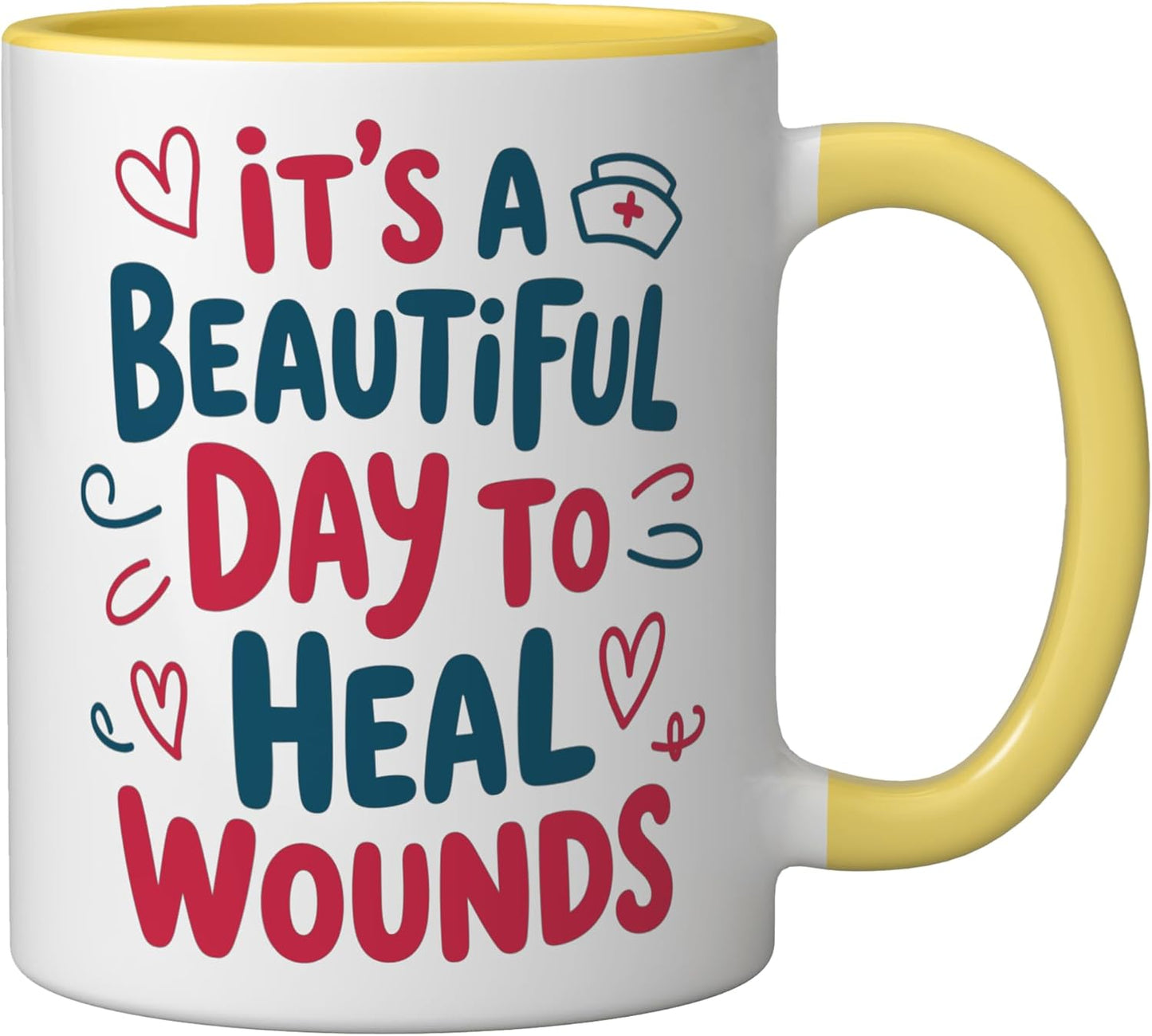 Taza cerámica para cuidado de heridas WCN amarilla/blanca