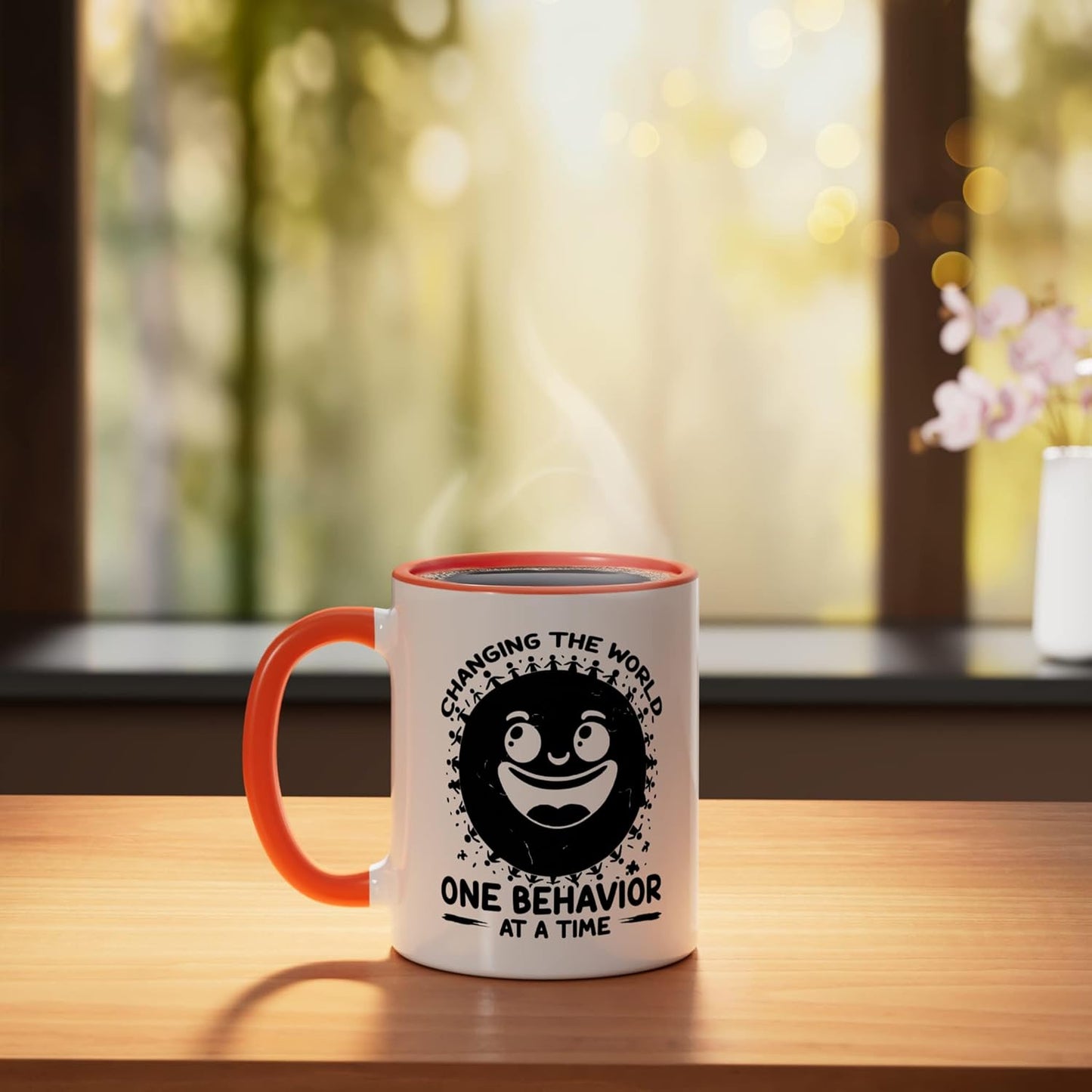 Taza Cerámica para Terapeuta ABA en Naranja/Blanco