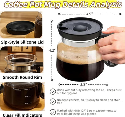 Taza de café de vidrio 16 oz con pantalla de escala portátil