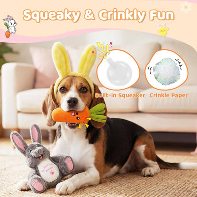 Juguetes suaves para perros con peluche conejo