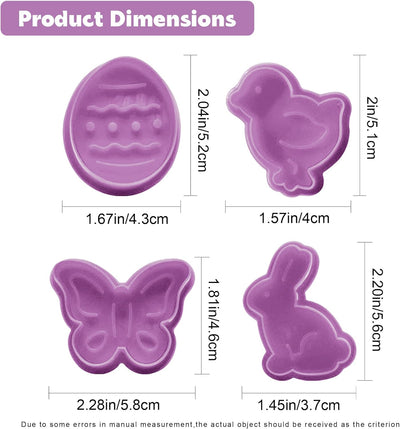 4 Cortadores Galletas Pascua Huevos Conejo Pollo Mariposa Plástico