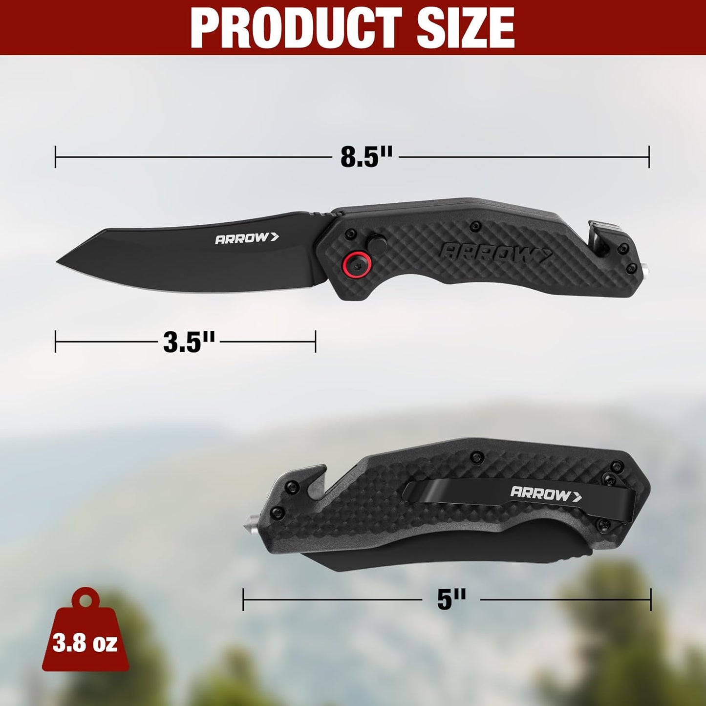 Cuchillo plegable hombre 3.5pulg con cortador cinturón