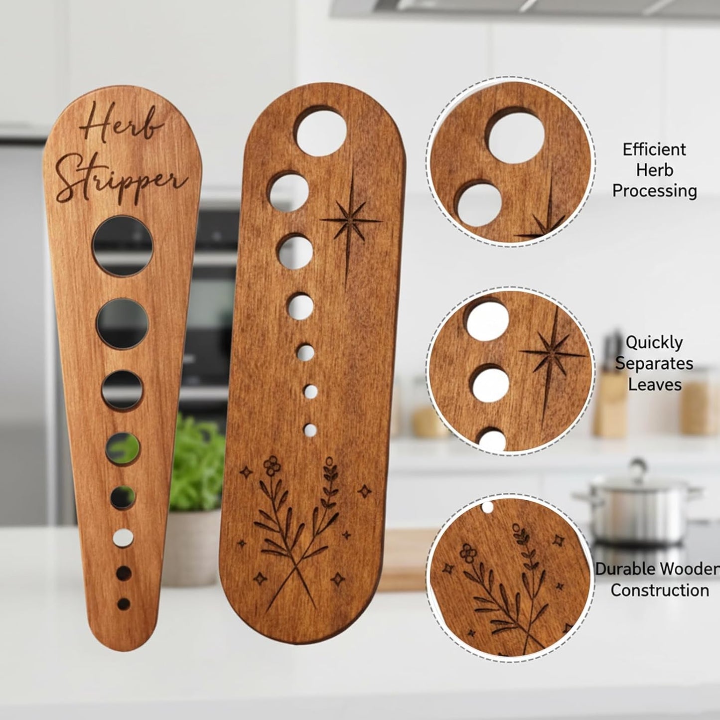 Juego separador de hojas de madera 2 piezas para hierbas y verduras