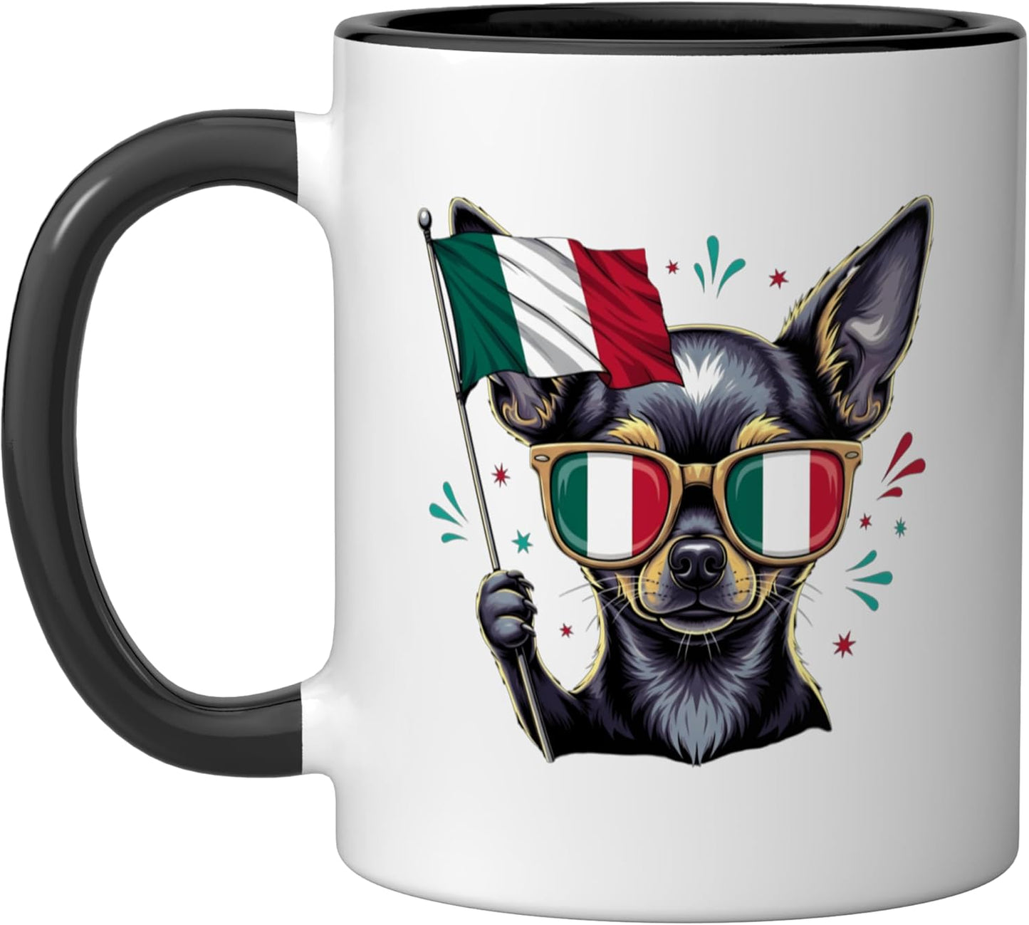 Taza cerámica bandera de Italia negra/blanca