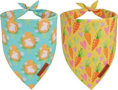 Bandana Pascua perro 2 pzas estampado huevo zanahoria verde amarillo