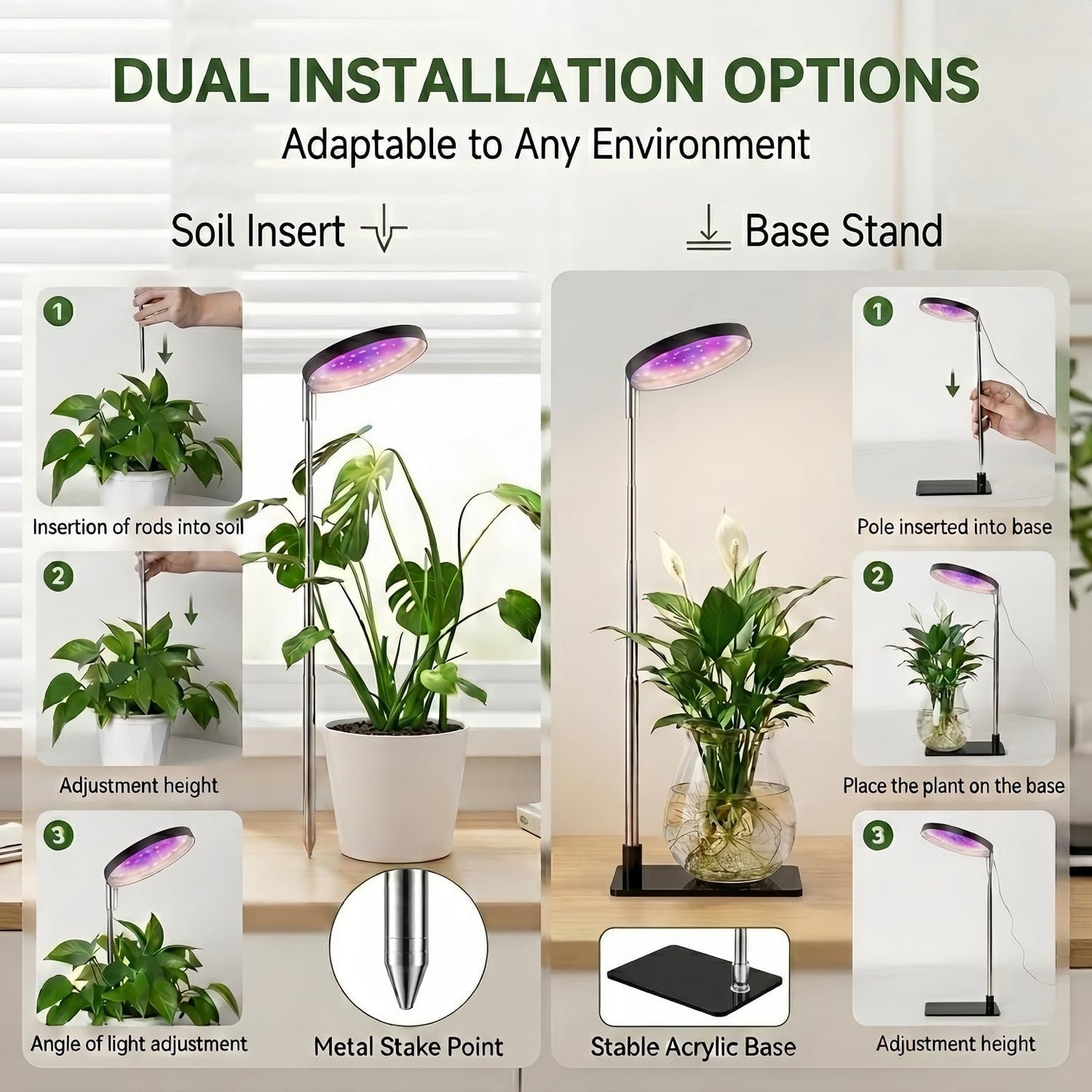 Lámpara crecimiento plantas 48 LED 3 espectros 7-26pulg