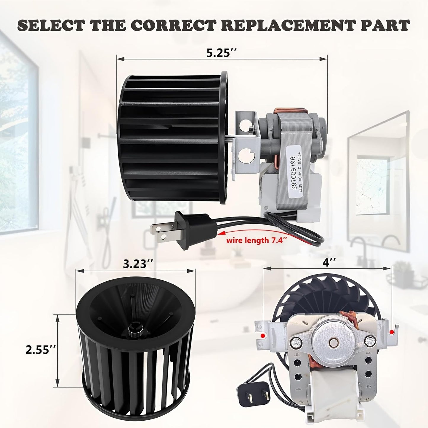 Repuesto ventilador baño Broan 162-164
