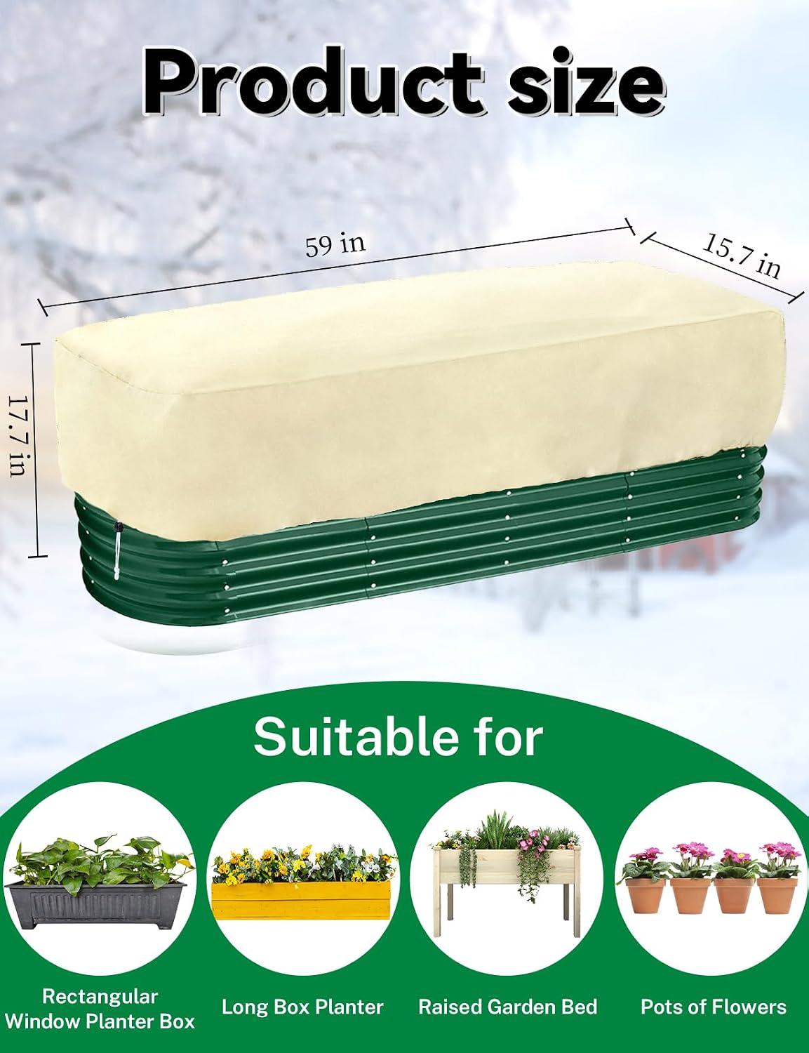2 Pzas Manta Invierno para Plantas Maceta Rectangular Reutilizable