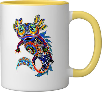 Taza Cerámica Axtol Colorida Estilo Mexicano Amarillo/Blanco