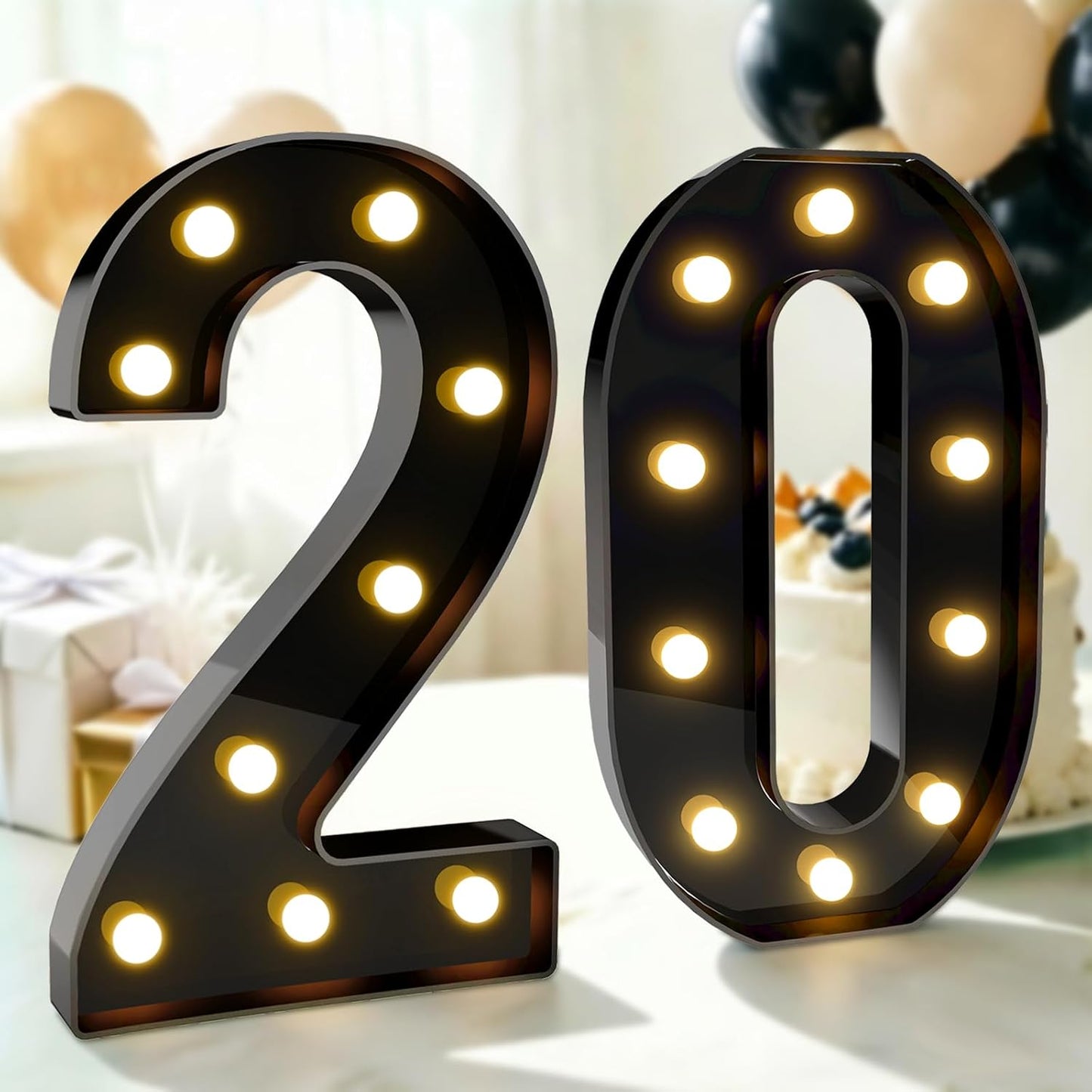 Decoración cumpleaños 20 números grandes 12.6pulg mesa fiesta