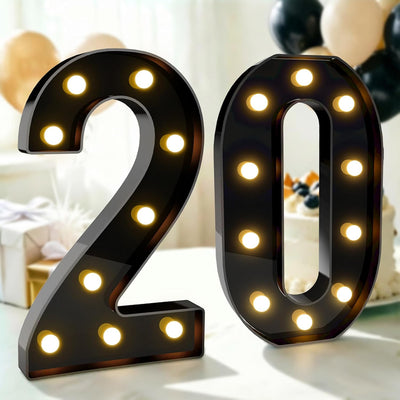 Decoración cumpleaños 20 números grandes 12.6pulg mesa fiesta