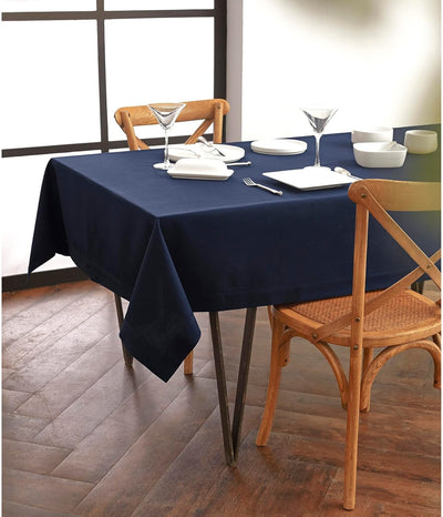 Mantel rectangular lino algodón lavable 60x132pulg azul marino
