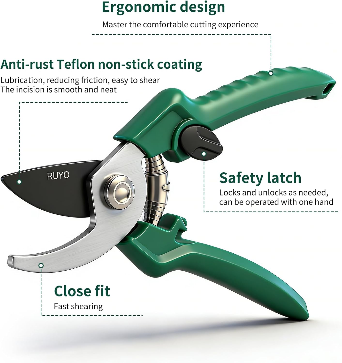 Tijeras podar 3/8pulg acero resistente verde