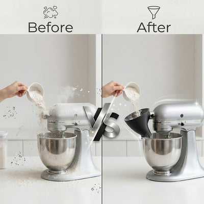 Embudo de harina compatible KitchenAid sin ensuciar con soporte inclinado 4.5 y 5 cuartos