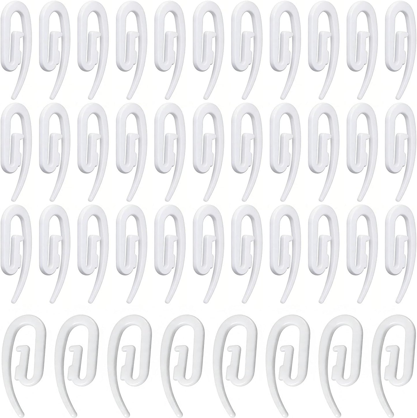 60 Pzas Ganchos para Cortinas Plástico Blanco Universal 27.3mm
