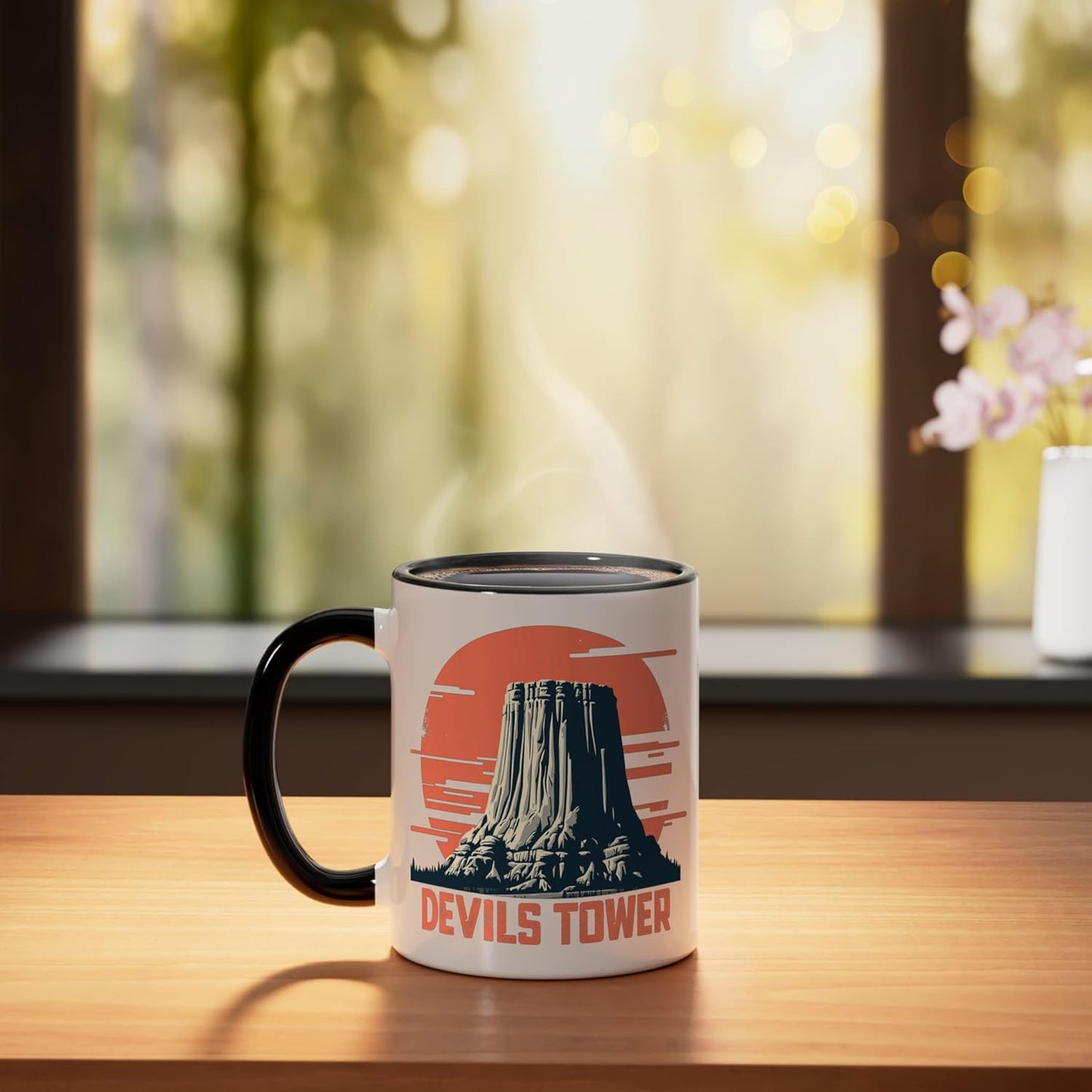 Taza Cerámica Devil's Tower Wyoming Negro/Blanco