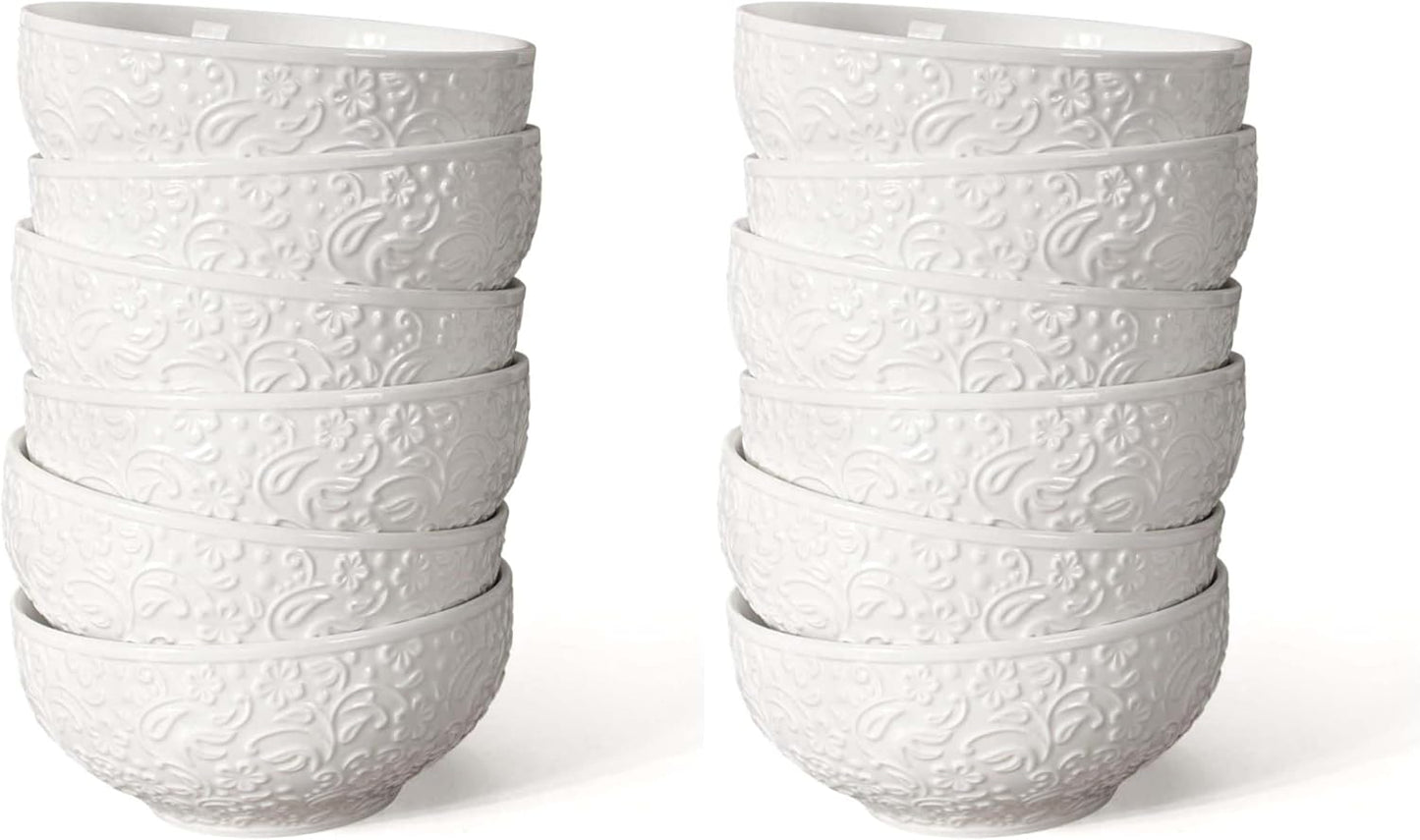 Set 6 Tazones Cerámica Cereales Sopa 26oz 6pulg Blanco