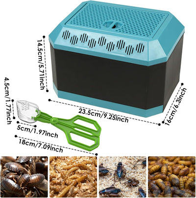 Kit contenedor cría reptiles Dubia con pinzas 9.25pulg