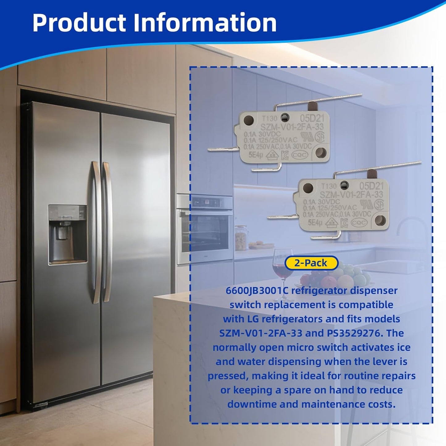 Interruptor dispensador frigorífico LG paquete 2
