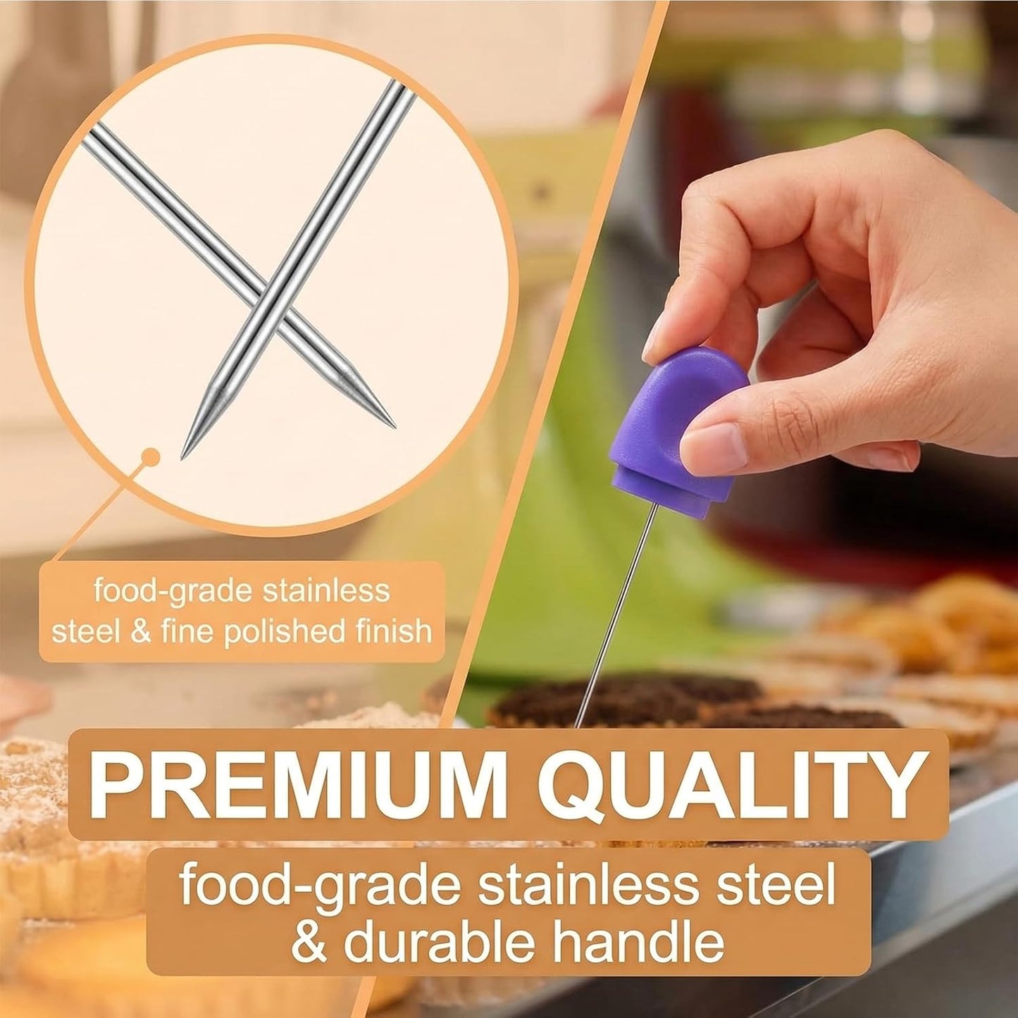Probadores de pasteles de acero inoxidable con cubierta reutilizable