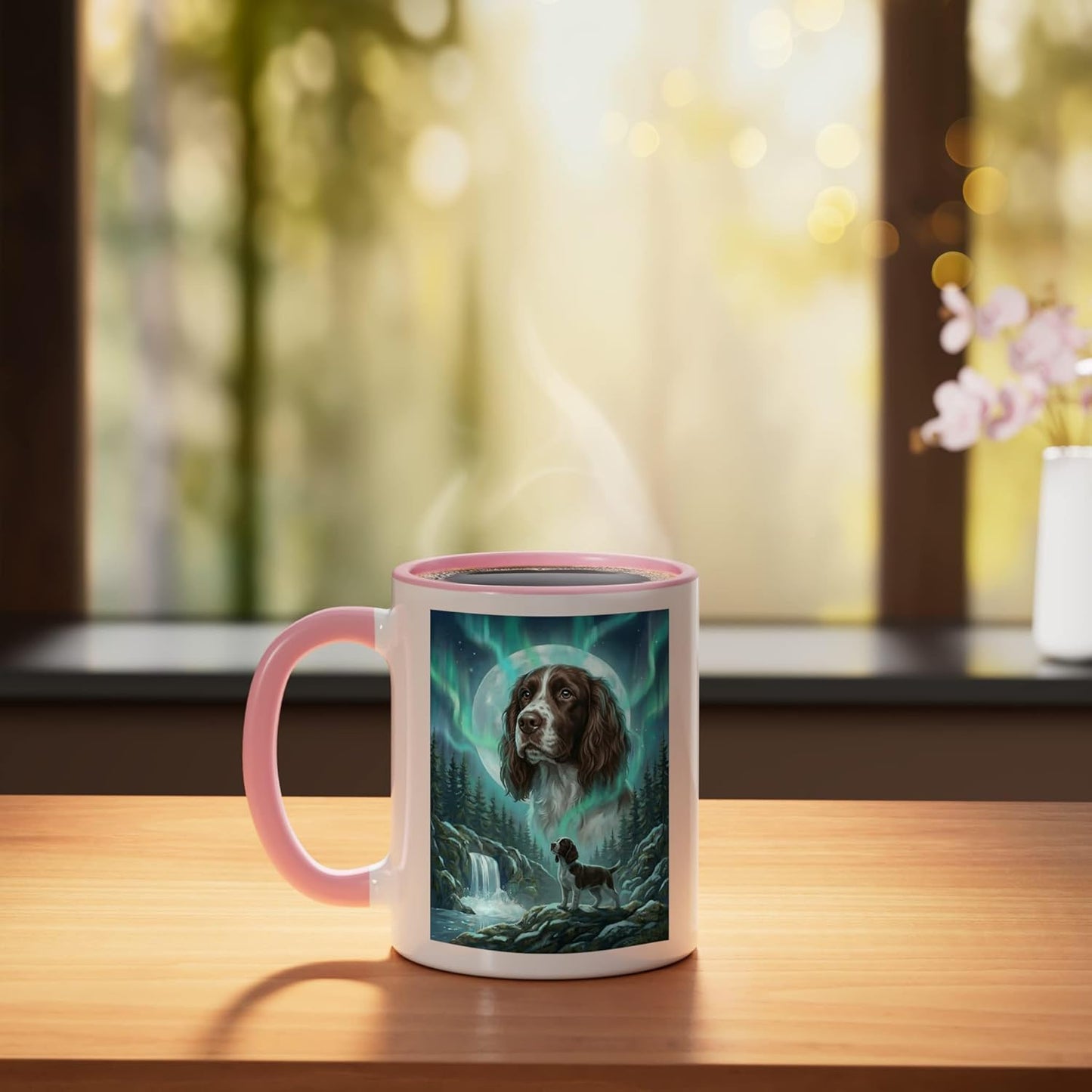 Taza Cerámica Aurora Borealis Rosa/Blanca