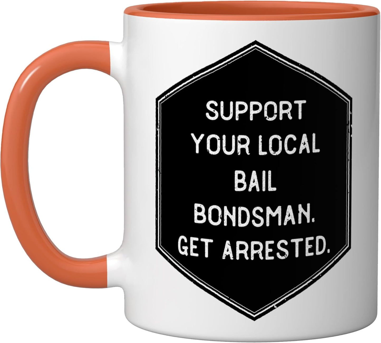 Taza Cerámica Soporte Local Bailsman Arrestado Naranja/Blanco