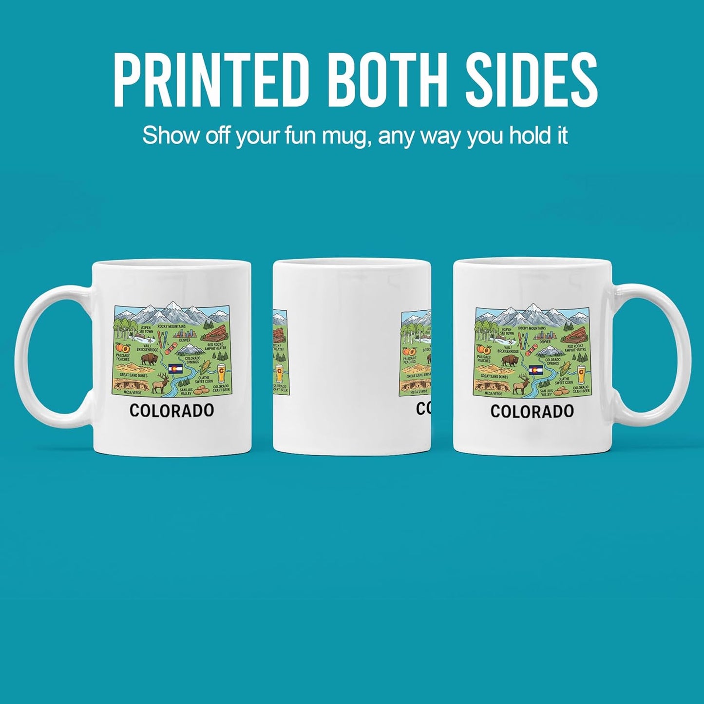 Taza del estado de Colorado de 11 oz en color blanco