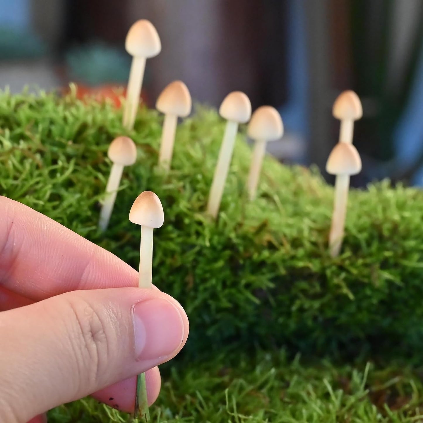 8 Hongos Arcilla Manual Mini Adornos Escritorio Navidad