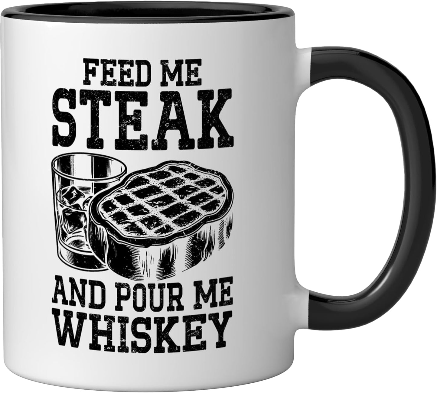 Taza cerámica para carne Funny Steak negro/blanco